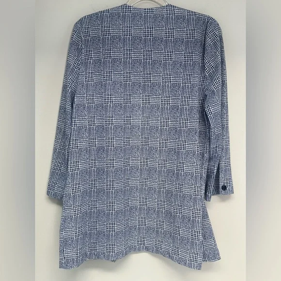 Whirlaway vintage lightweight blazer 3/4 sleeve blue and white houndstooth large - Picture 7 of 8